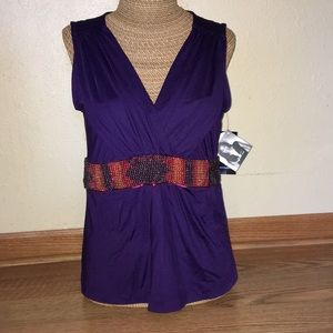 BABY PHAT Beaded Tank- Purple - Large - NWT